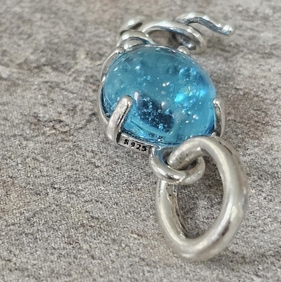 Authentic Pandora Blue Murano Glass Balloon Dangle Charm - Picture 3 of 5